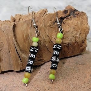 Nerd Earrings - Handmade Letter Beaded Jewelry